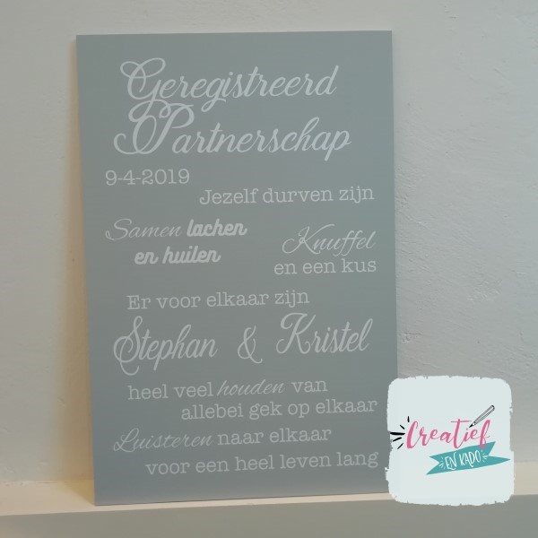 tekstbord geregistreerd partnerschap