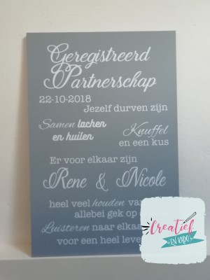 muisgrijs tekstbord geregistreerd partnerschap