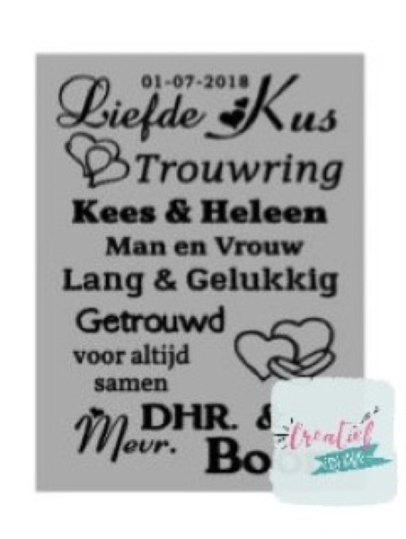 tekstbord huwelijk wit