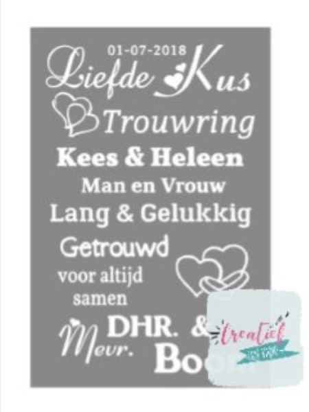tekstbord huwelijk