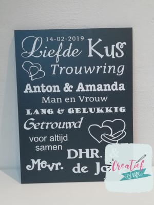 tekstbord huwelijk