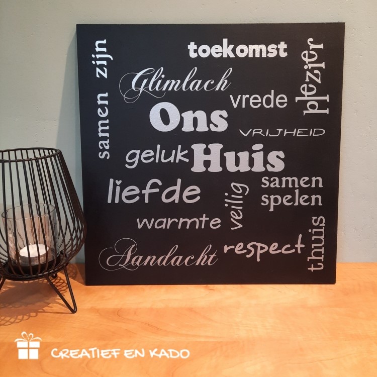 tekstbord ons huis vierkant