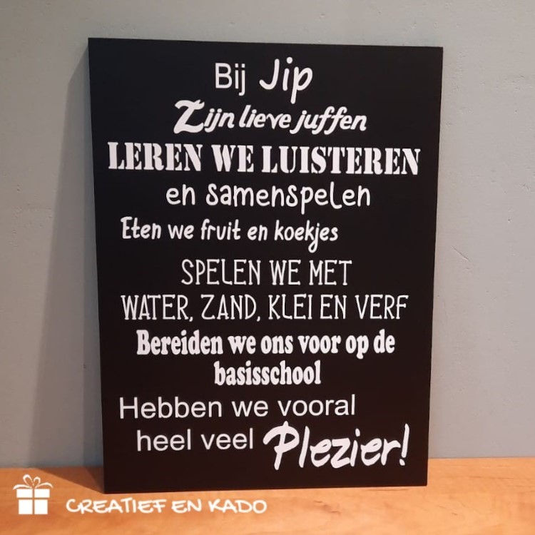 tekstbord peuterspeelzaal Jip
