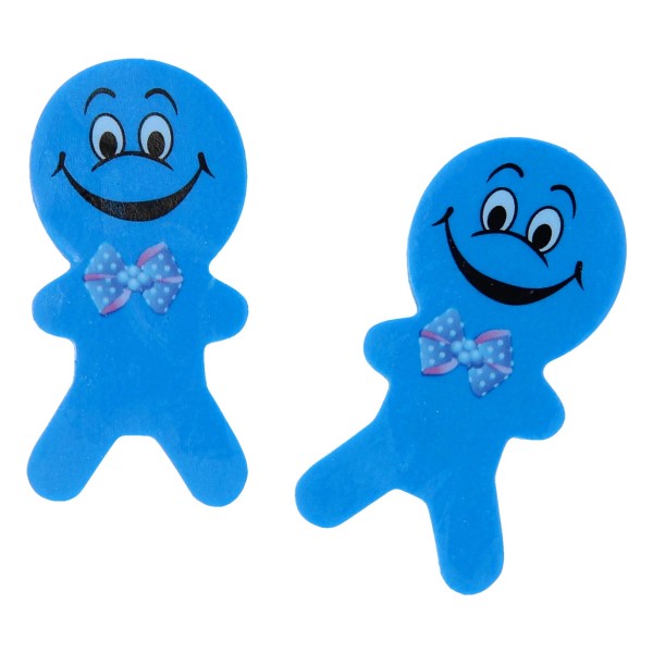 gezicht poppetje blauw, traktatie jongen, traktatie meisje