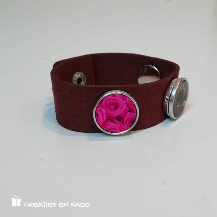 bruine foto armband rozen