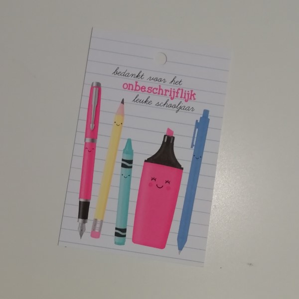 kadolabel bedankt voor het onbeschrijflijk leuke schooljaar
