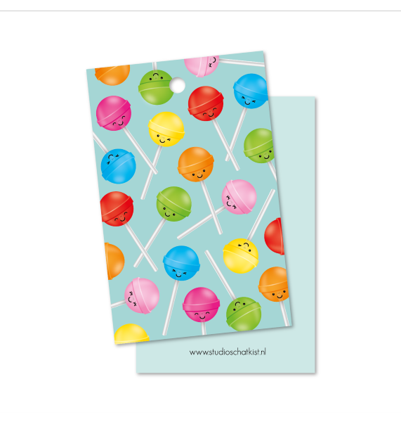 kadolabel lolly patroon mint, kadolabel snoep, kadolabel studio schatkist