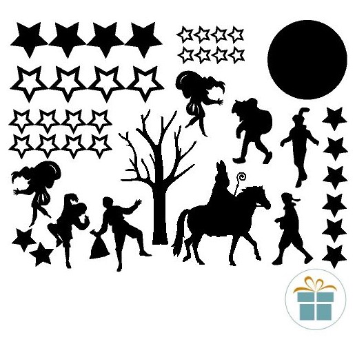 raamstickers sinterklaas basis, thema straatje Sinterklaas