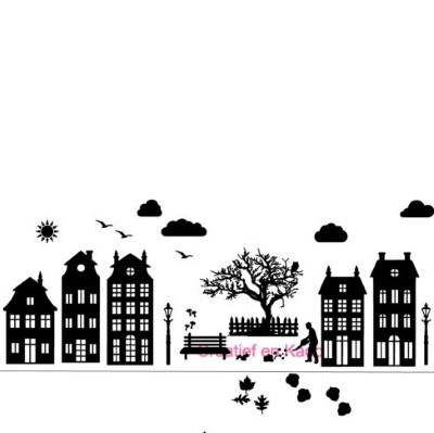 raamsticker thema straatje herfst compleet