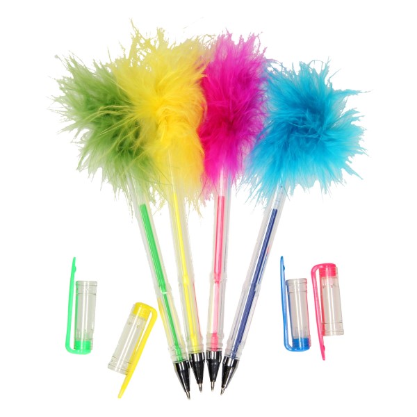 fluffy gelpennen, uitdeelkadootje, traktatie meisje