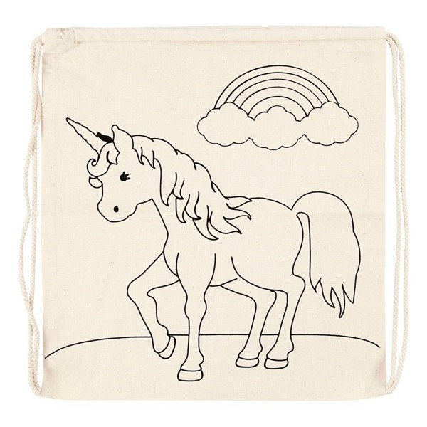 kleur je eigen eenhoorn gymtas, unicorn gymtas