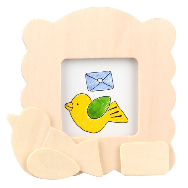 kleur je eigen houten fotolijst vogel, DIY creatief