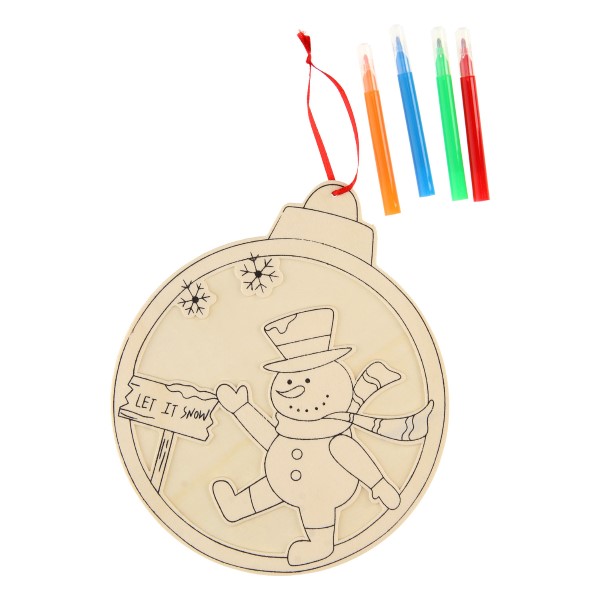 kerstbal met stiften, Kerst DIY, sneeuwpop