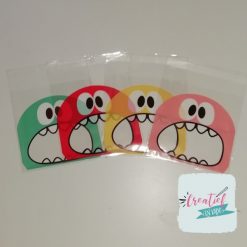 monster traktatie zakjes, 10x10 cm zakjes, folie monster zakjes