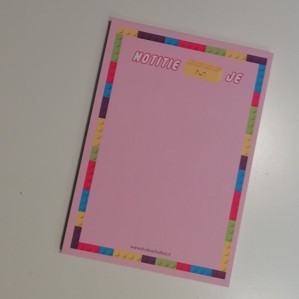 notitieblok lego roze, notitie-blok-je roze