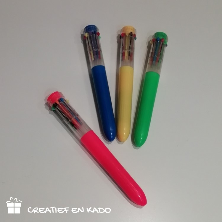 10 kleuren pen, meerkleurenpen, traktatie pen, traktatie jongen, traktatie meisje