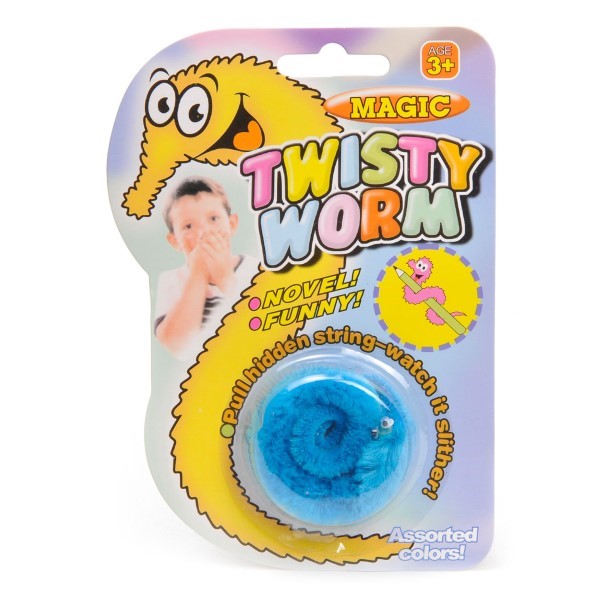 magische worm, kronkelworm, traktatie, uitdeelkadootje, worm blauw