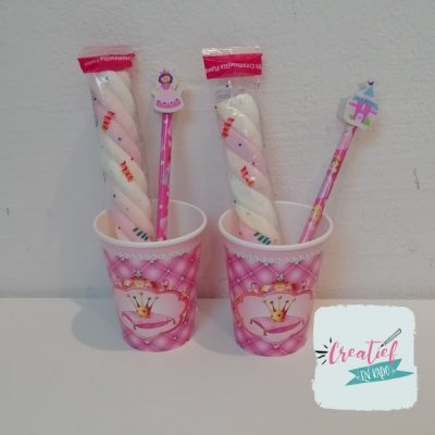 prinses traktatie in beker, meisjes traktatie, complete traktatie