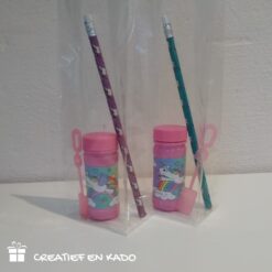 eenhoorn bellenblaas traktatie, unicorn traktatie, meisjes traktatie, complete traktatie