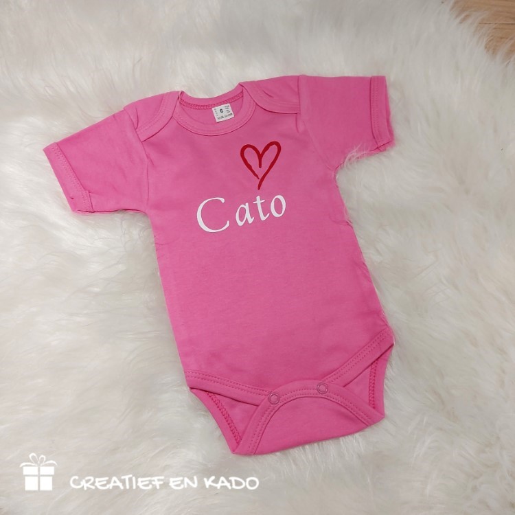 romper geboortekaartje, romper bedrukt, romper roze,