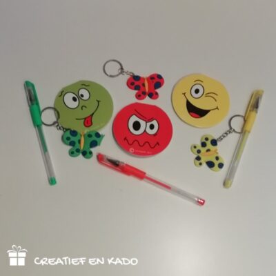 vlinder gelpen traktatie, kleurrijke traktatie, traktatie meisjes, complete traktatie