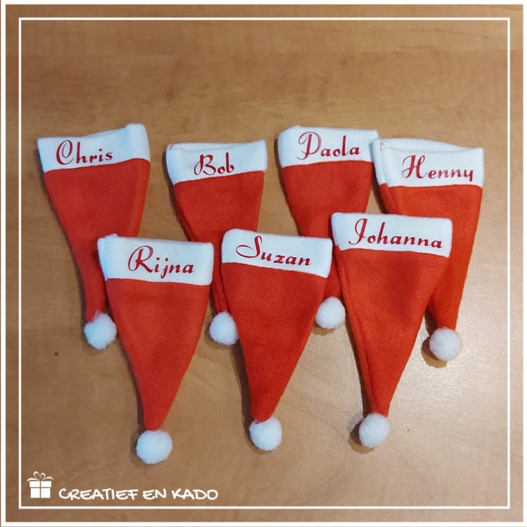 kerstmuts mini, bestek mutsjes, bestek kerstmutsjes