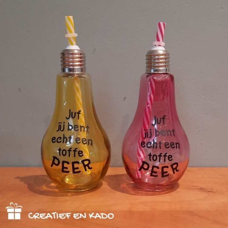 toffe peer drinkglas juf, cadeau juf, juf toffe peer