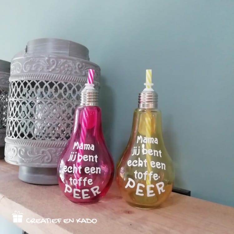 drinkglas toffe peer, glas peertje, cadeau mama, cadeau juf