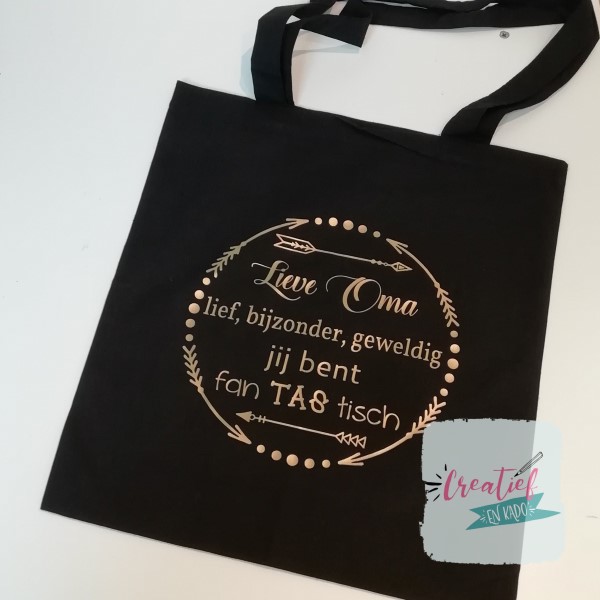 'katoenen tas oma, oma fantastisch tas, katoenen tas zwart