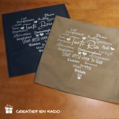 kussenhoes hart tekst, kussenhoes tante tekst, cadeau tekst,