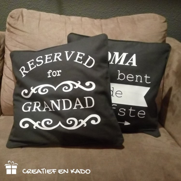 kussenhoes reserved for grandad, cadeau vaderdag