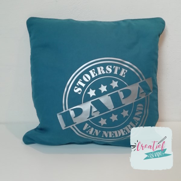 kussenhoes stoerste papa, cadeau vaderdag,kussenhoes stempel
