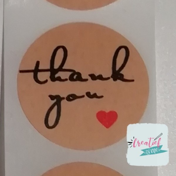ronde sticker thank you, sluitzegel thank you, kado sticker