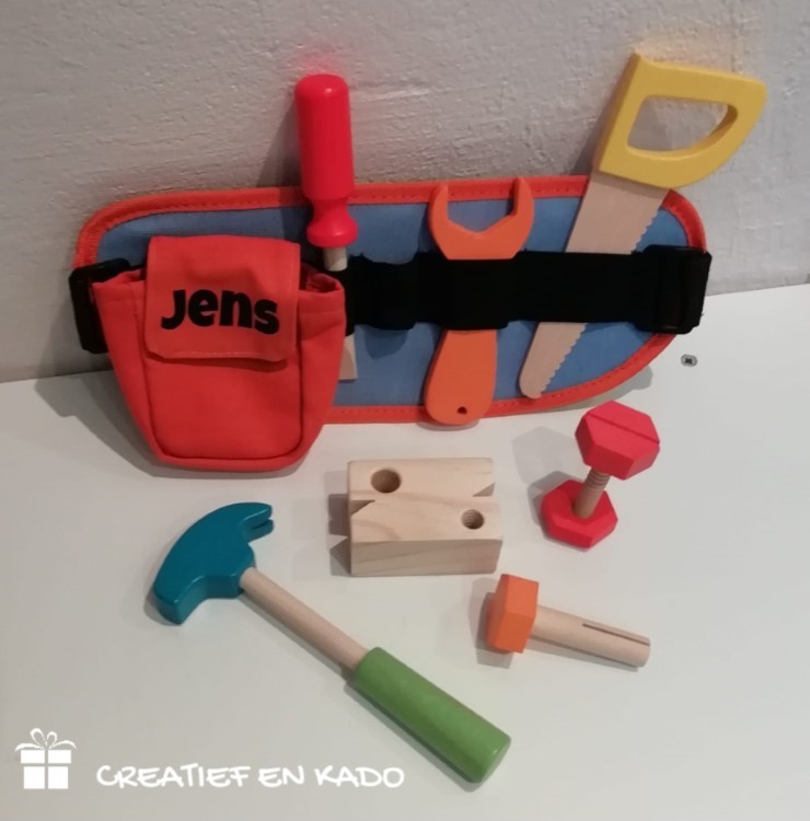 houten gereedschapsriem met naam, Jens