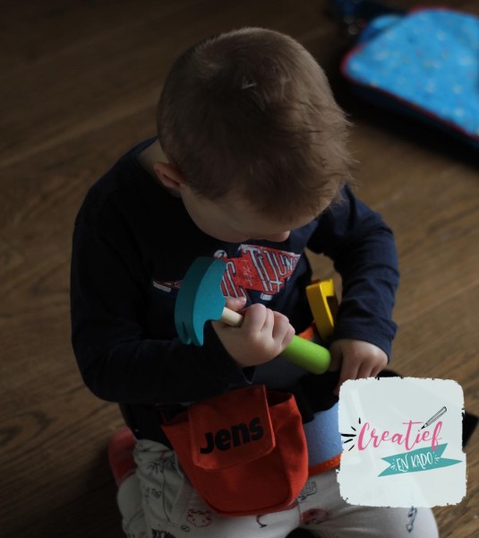 gereedschapsriem met naam, houten speelgoed, Jens