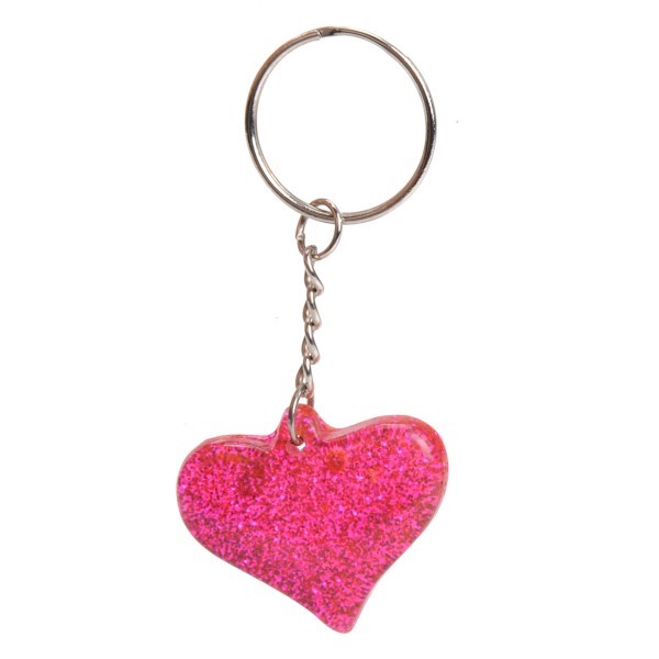 sleutelhanger glitter hart, meiden traktatie, glitter traktatie