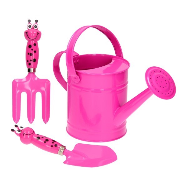 tuingereedschap met naam, tuinset met naam, gieter roze