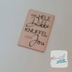 houten kaart een hele dikke knuffel, houten wenskaart,