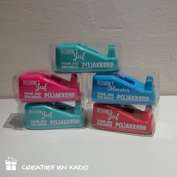 plakbandhouder juf of meester, cadeau juf, cadeau meester, juf voor jou een dikke p(la)akkerd