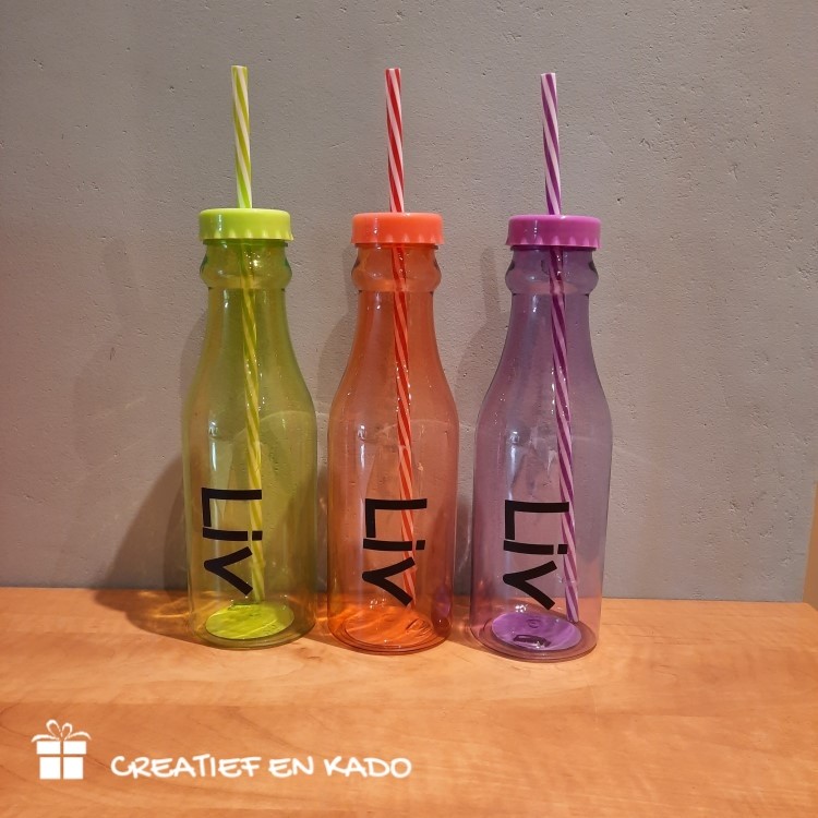 drinkfles met rietje, drinkfles met naam,