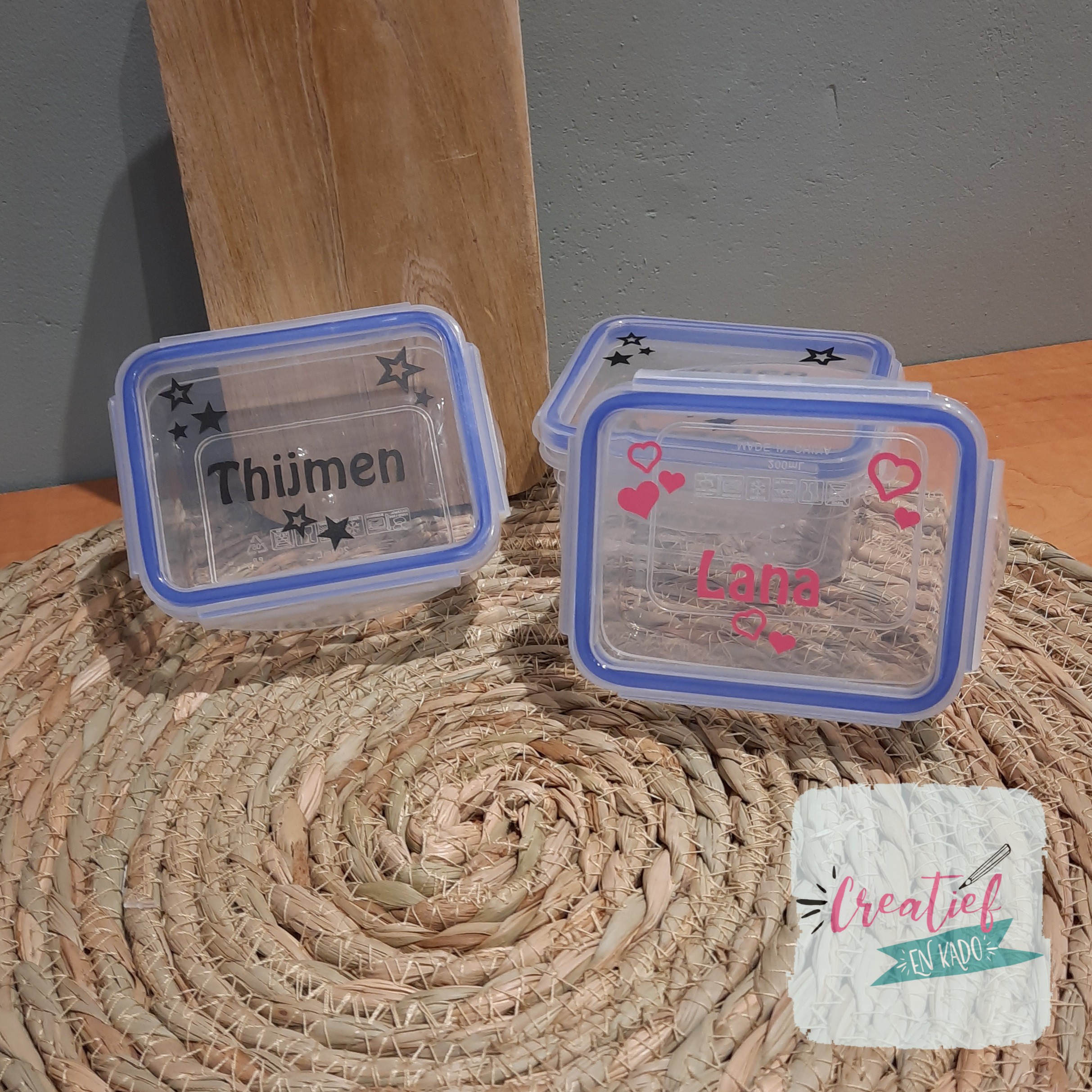 traktatie box transparant, traktatie box met naam, naam traktatie,