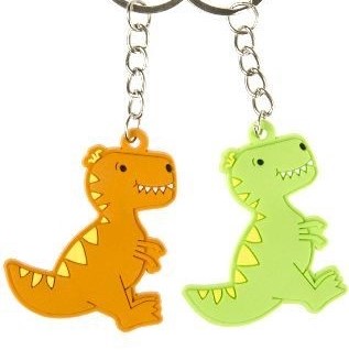 dino sleutelhanger, groene dino sleutelhanger, oranje dino sleutelhanger, jongens traktatie