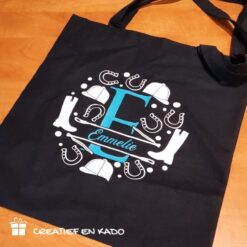 katoenen tas splitletter paardrijden, katoenen tas met naam, katoenen tas paarden