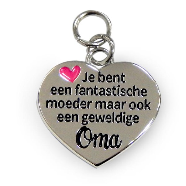 charm for you oma, charm for you moeder/oma, hanger oma, bedel oma, cadeau oma, je bent een fantastische moeder maar ook een geweldige oma