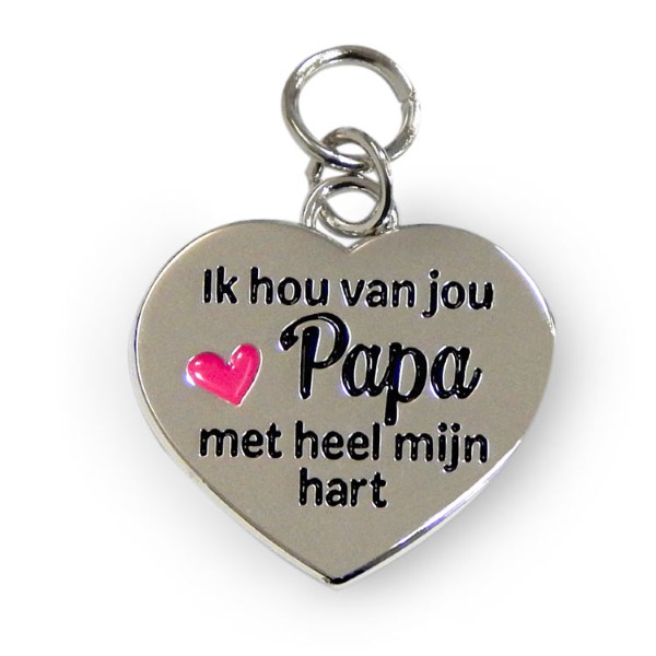 charm for you papa, bedel papa, cadeau papa, cadeau vaderdag, ik hou van jou papa met heel mijn hart