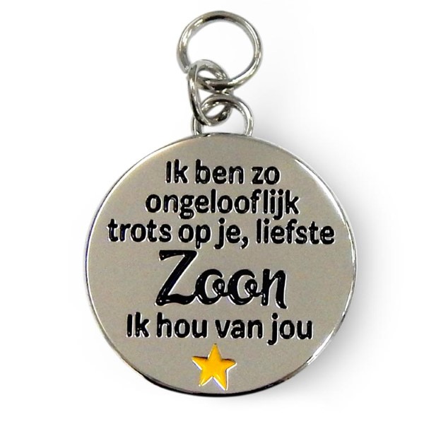 charm for you liefste zoon, hanger zoon, bedeltje zoon, cadeau verjaardag, ik ben zo ongelooflijk trots op je liefste zoon ik hou van jou