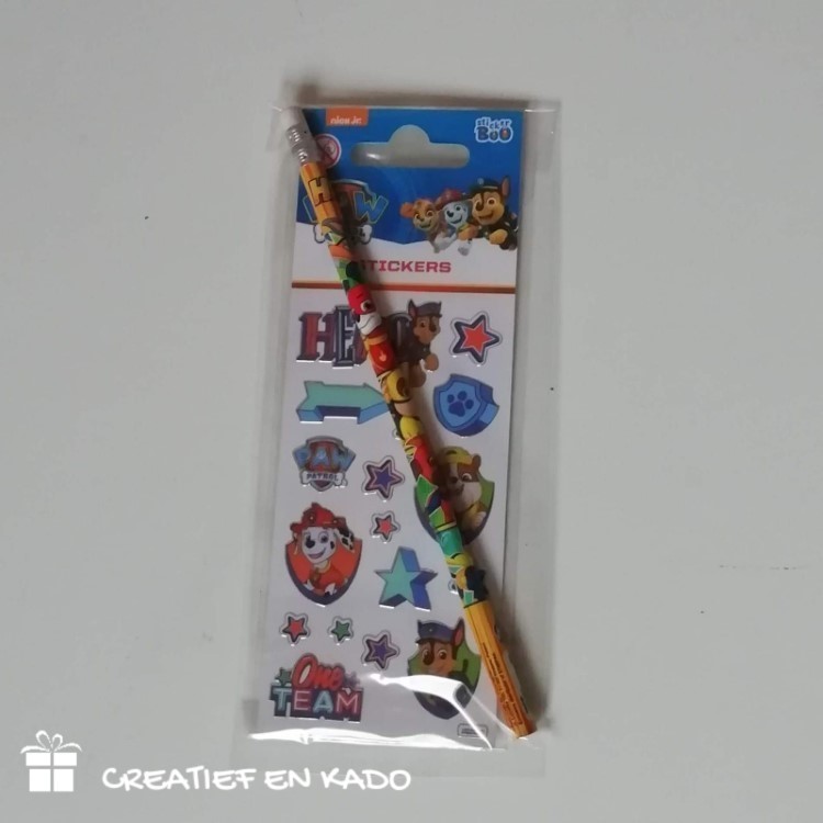 Paw Patrol stickervel trakatie, paw patrol thema, peuter trakatie,