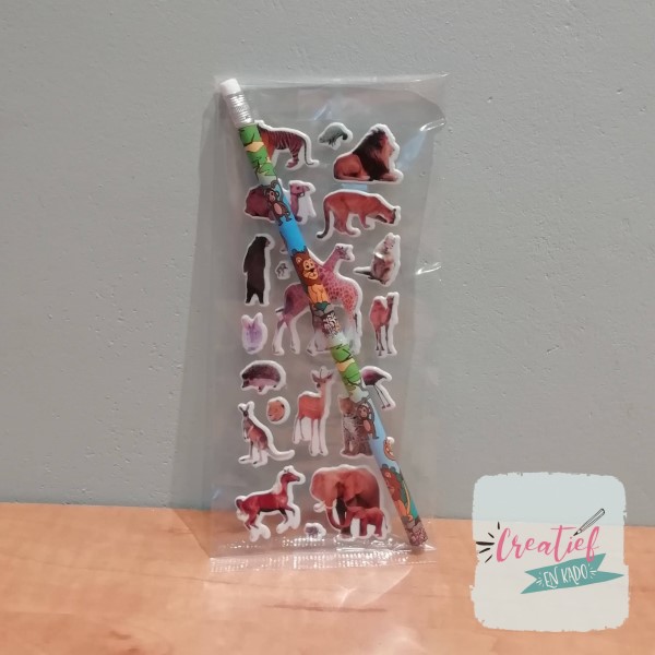 jungle stickervel traktatie, jungle dieren stickers, complete traktatie, dieren traktatie, dieren traktatie