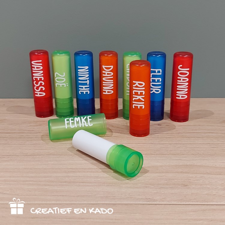 lippenbalsem met naam, traktatie met naam, traktatie meisjes