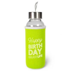 waterfles happy birthday, cadeau verjaardag, duurzame waterfles,